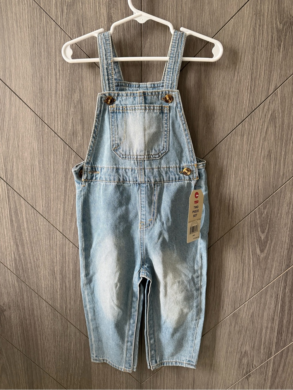 Levi’s Toddler Light Blue Washed Denim Overalls